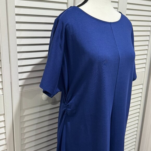 Chico’s Blue Short-Sleeve Cinched Midi Dress – Size 2 (Large) - Picture 3 of 8